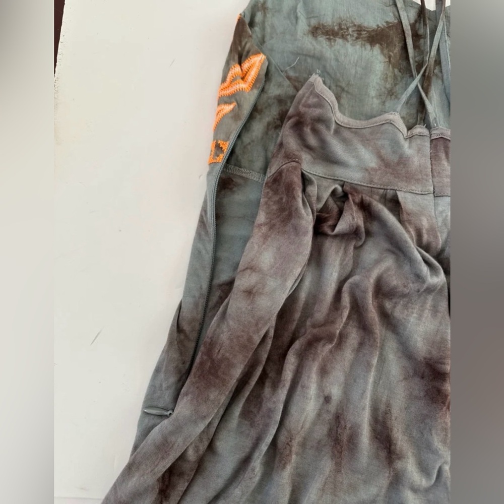 Urban Outfitters Ecote Tie Dye Maxi Dress Embroidered Top Spaghetti Straps - Picture 10 of 11